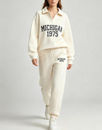 Women's Letter Graphic Embroidered Sweater Trousers Set