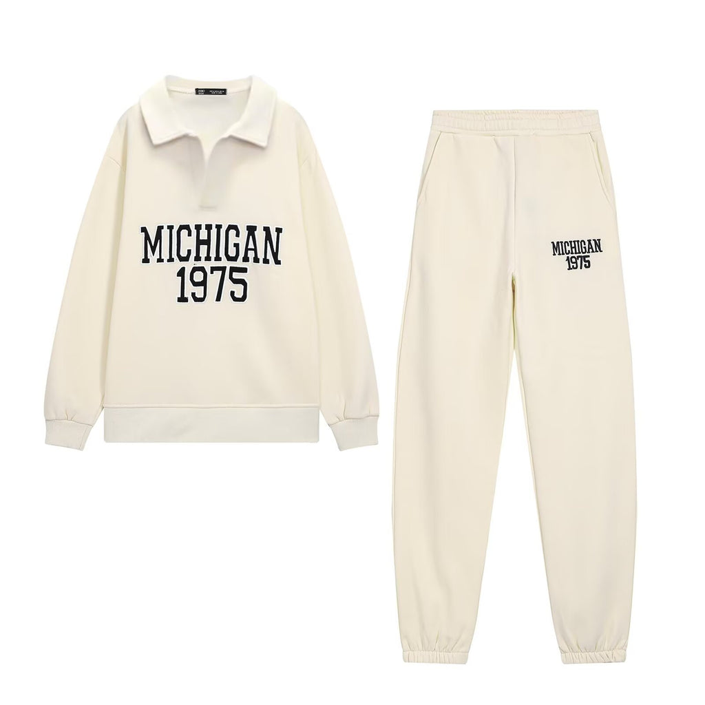 Women's Letter Graphic Embroidered Sweater Trousers Set