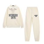 Women's Letter Graphic Embroidered Sweater Trousers Set