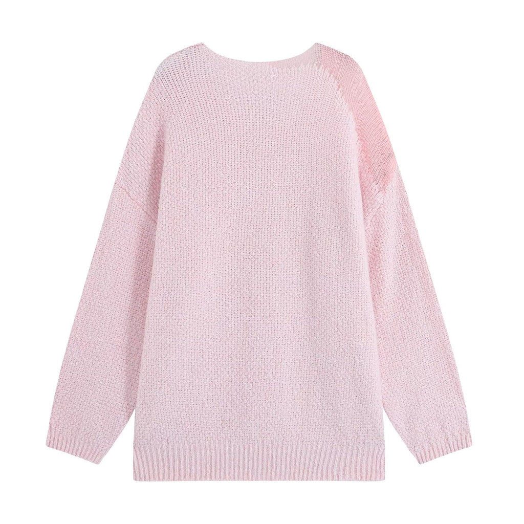 Women's Round Neck Sweater French Three Dimensional Floral Knitted Top High