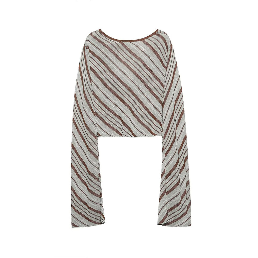 Women's French Striped Button-Front Knit Cardigan