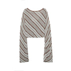 Women's French Striped Button-Front Knit Cardigan