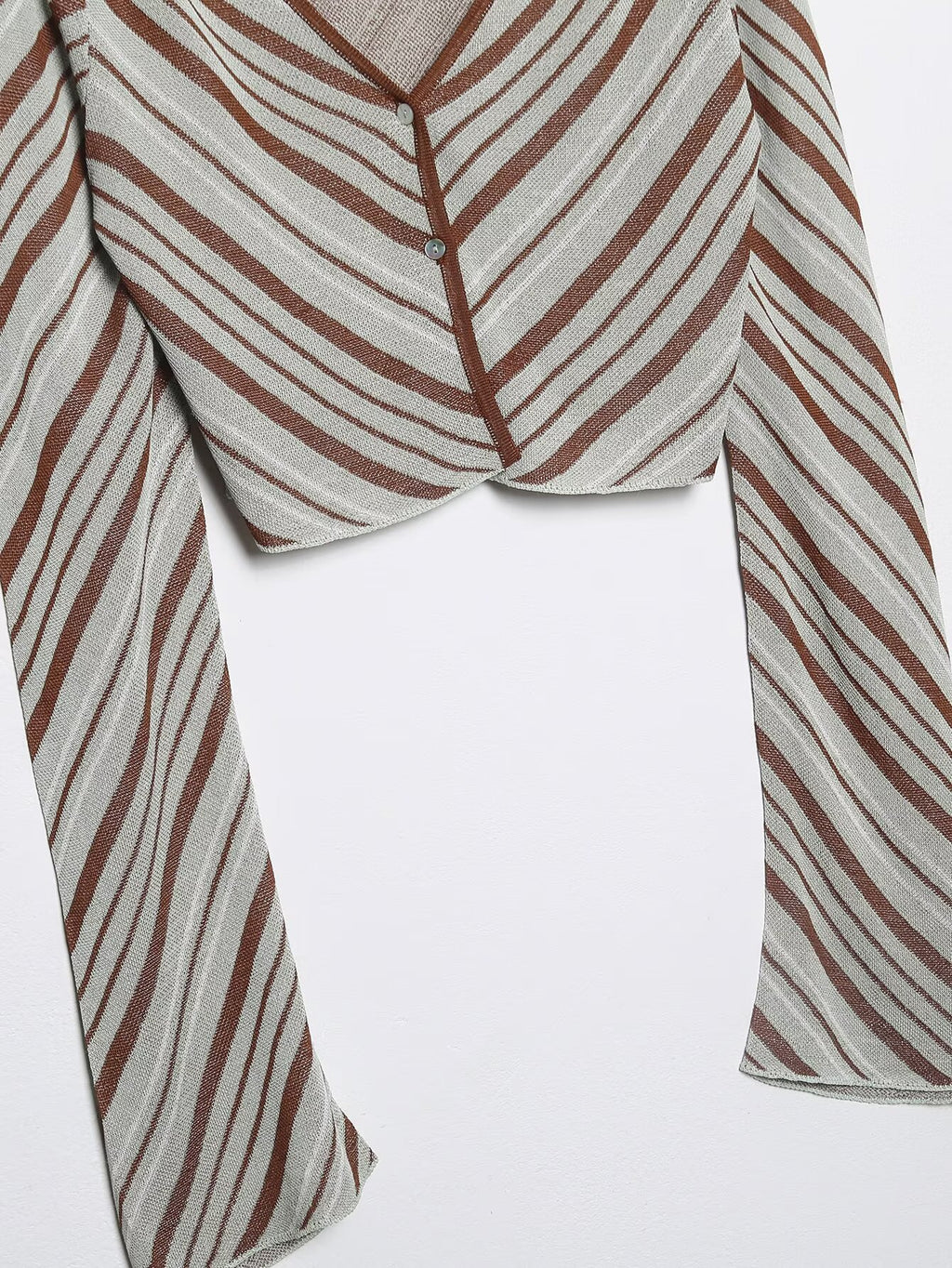 Women's French Striped Button-Front Knit Cardigan