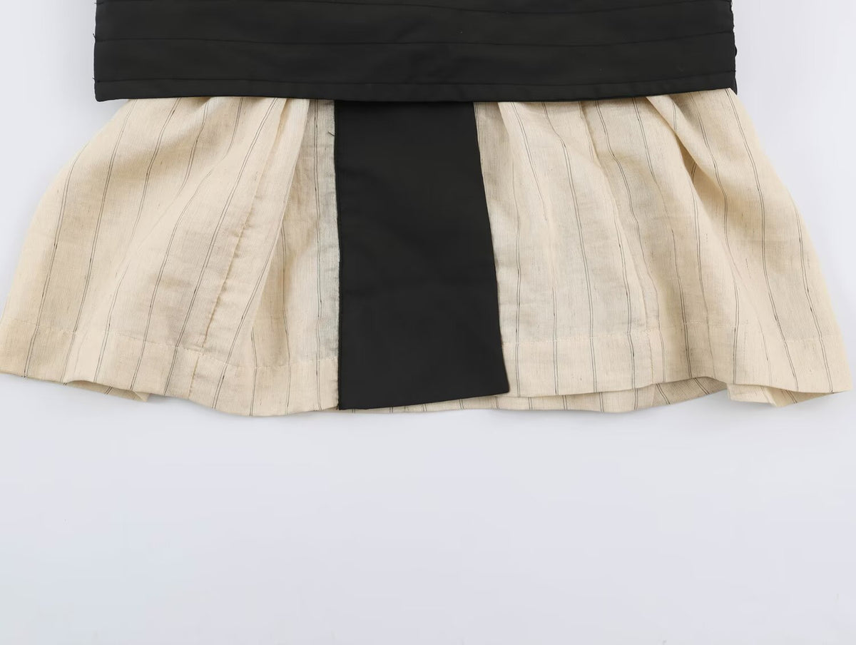 Women's Autumn Contrast Color Trim Striped Coat Wide Leg Pant Set