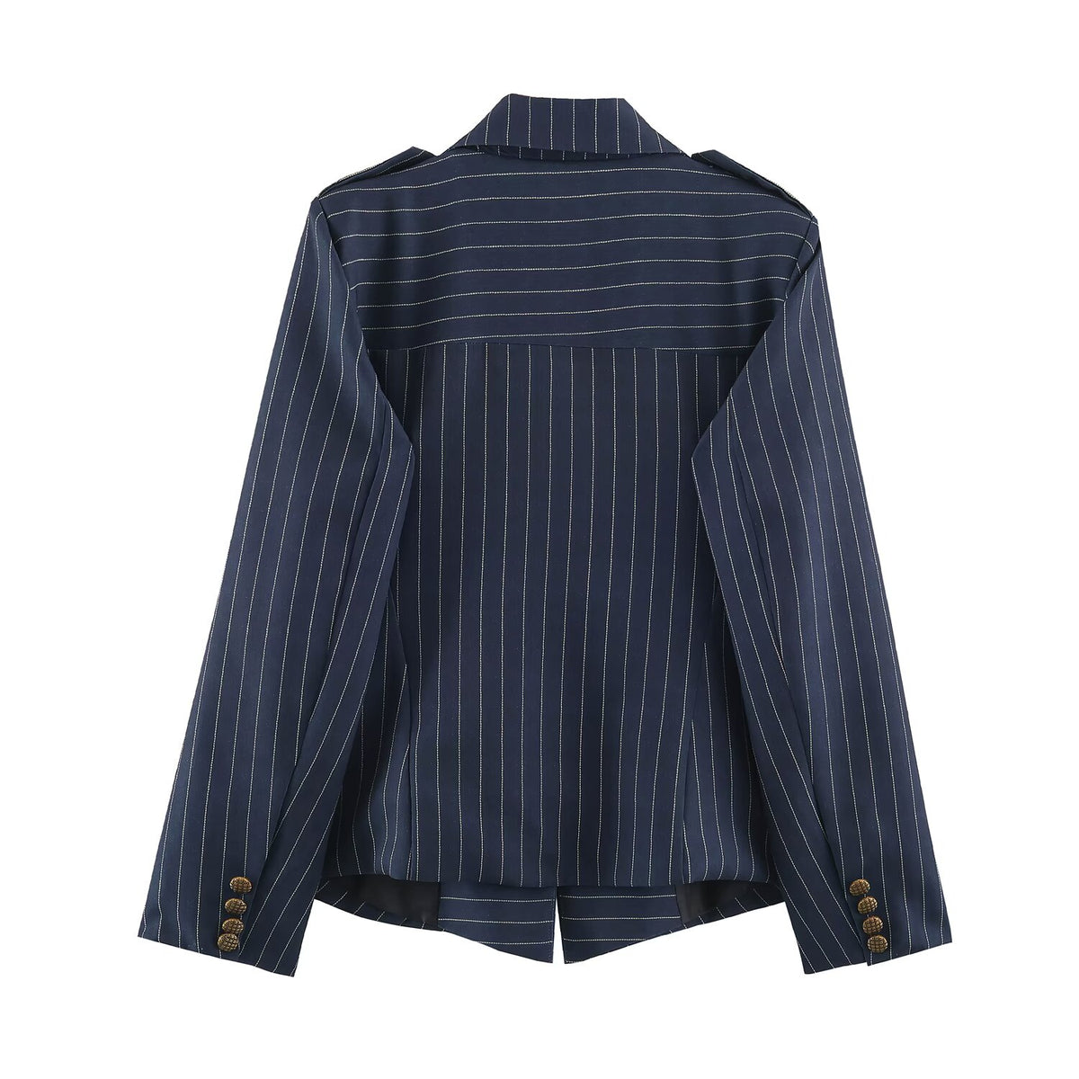Autumn Striped Collared Asymmetric Blazer