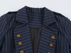 Autumn Striped Collared Asymmetric Blazer