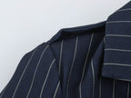 Autumn Striped Collared Asymmetric Blazer