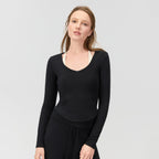 Women's V Neck Pocket Workout Yoga Long Sleeves Quick Drying Exercise T-Shirt