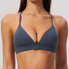 Brushed Yoga Bra Cross Back V neck Quick Drying Running Workout