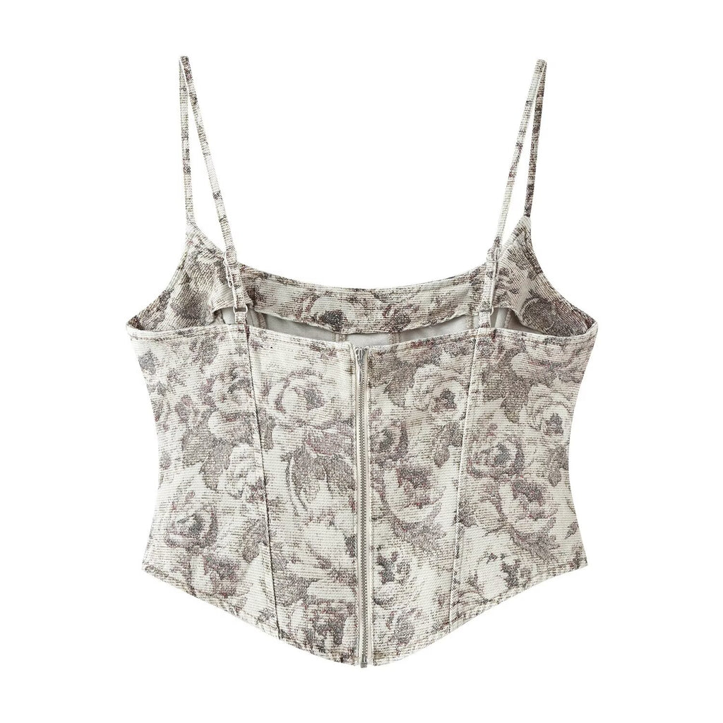 Autumn Floral Print Short Top
