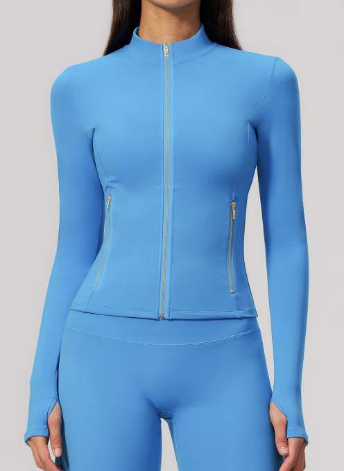 Yoga Wear Coat Brushed Stretch Fitness Zipper Cardigan Sports Coat