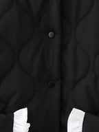 Autumn Winter Bow Pocket Decoration Stand up Collar Cotton Padded Coat