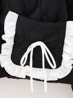 Autumn Winter Bow Pocket Decoration Stand up Collar Cotton Padded Coat