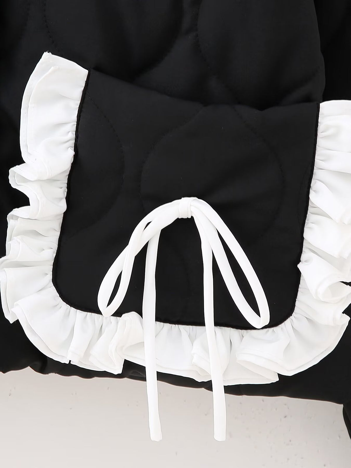 Autumn Winter Bow Pocket Decoration Stand up Collar Cotton Padded Coat