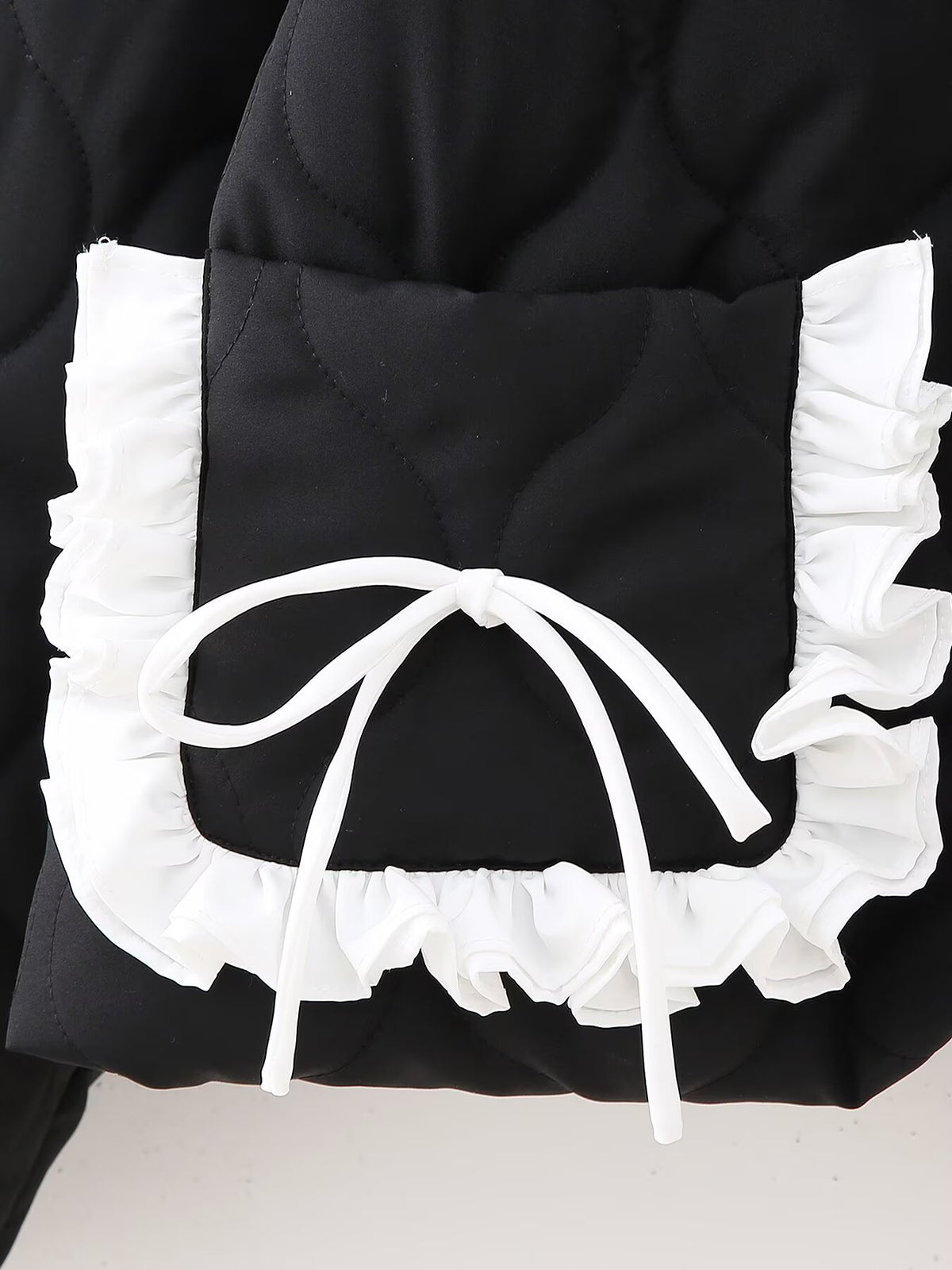 Autumn Winter Bow Pocket Decoration Stand up Collar Cotton Padded Coat