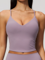 Sports Vest Creamy Brushed Cross Back Gather Shockproof Yoga Top