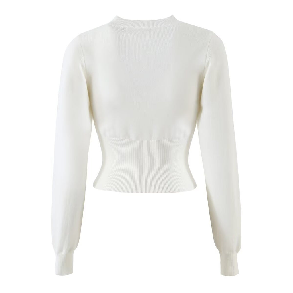's Autumn Winter Minimalist High Sense Nipped Waist Knit Sweater Top