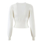 's Autumn Winter Minimalist High Sense Nipped Waist Knit Sweater Top