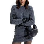 's Autumn Winter Minimalist High Sense Nipped Waist Knit Sweater Top