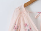 's Printed V Neck Lantern Sleeve Waist Dress