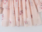 's Printed V Neck Lantern Sleeve Waist Dress