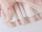 's Printed V Neck Lantern Sleeve Waist Dress
