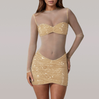 's Sheer Mesh Rhinestone Dress