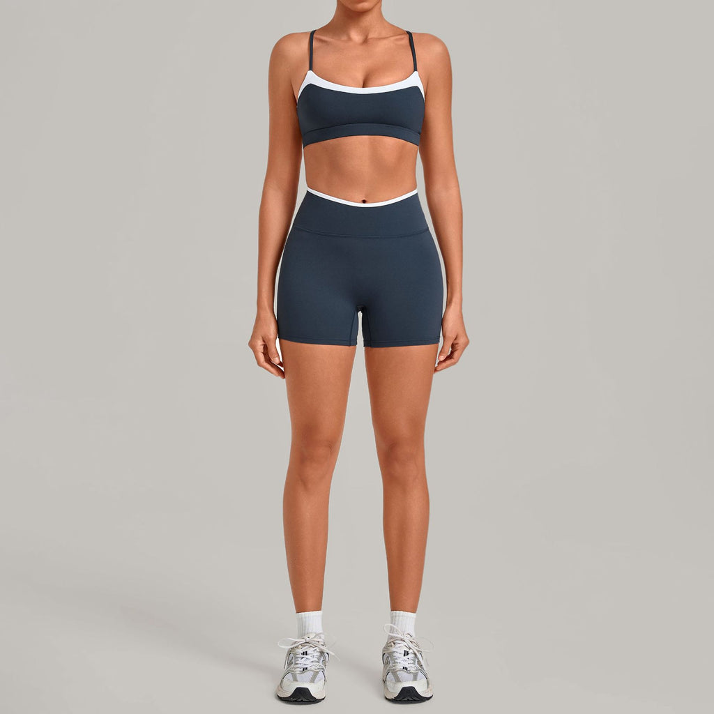 Autumn Sand Contrast Color Yoga Fitness Outdoor Sports Two-Piece Set