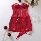 Women's Rose Floral Lace-Trim Dress