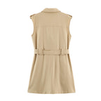 Women's Collared Double-Breasted Waist Dress