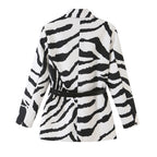 Women's Zebra-Pattern Belted Short Blazer