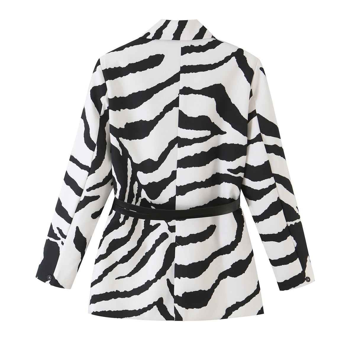 Women's Zebra-Pattern Belted Short Blazer