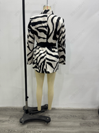 Women's Zebra-Pattern Belted Short Blazer