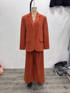 Women's Corduroy Blazer and Wide-Leg Pants Set