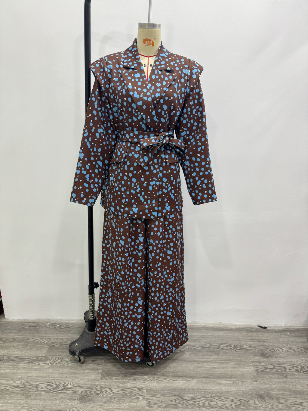 Women's Polka-Dot Belted Suit Set