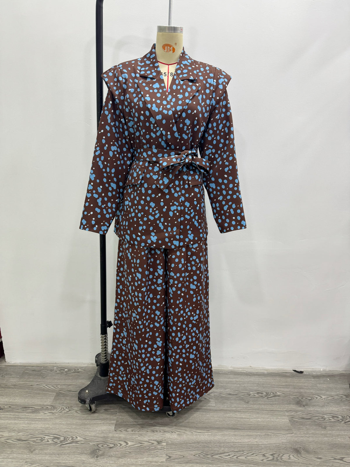 Women's Polka-Dot Belted Suit Set