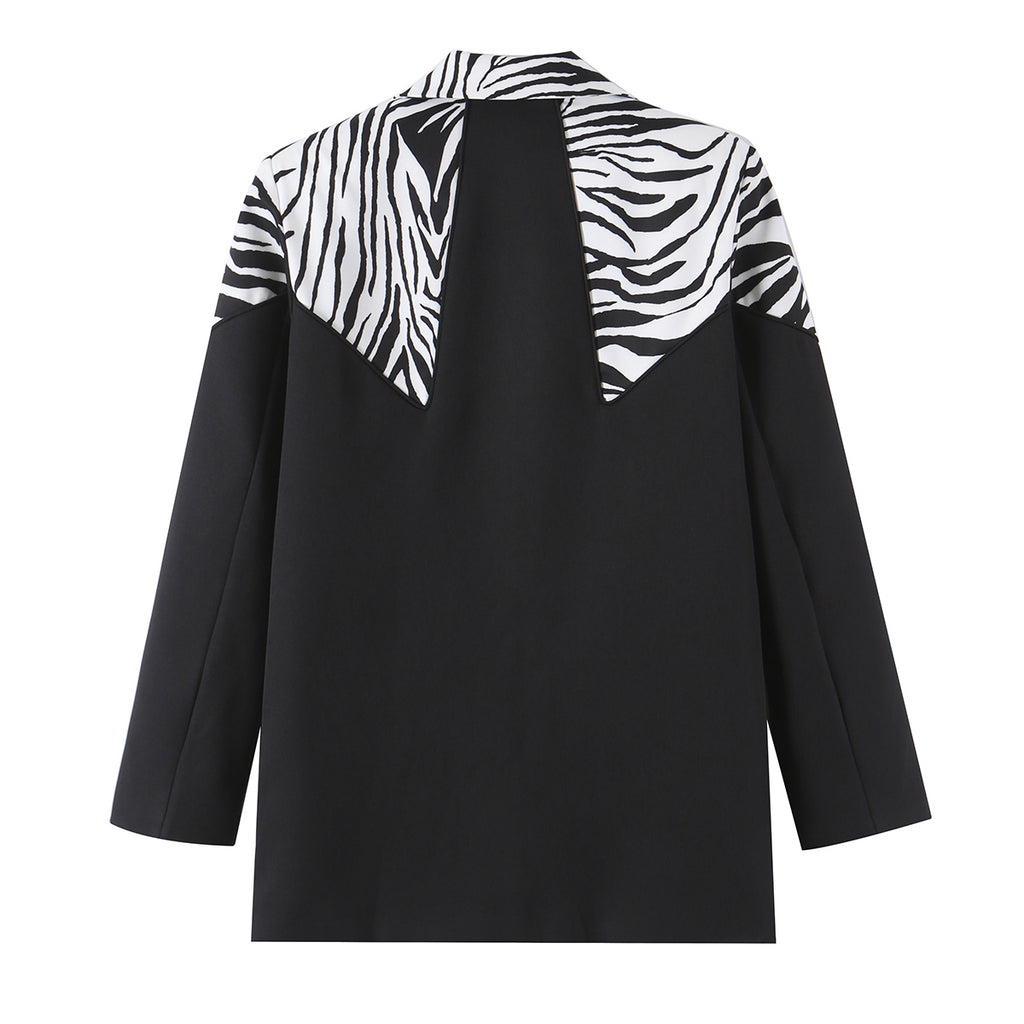 Women's Zebra-Print Collared Blazer