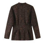 Women's Slim-Fit Suede Leopard-Print Blazer