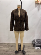 Women's Slim-Fit Suede Leopard-Print Blazer