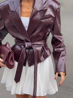 Women's Glossy Faux Leather Jacket