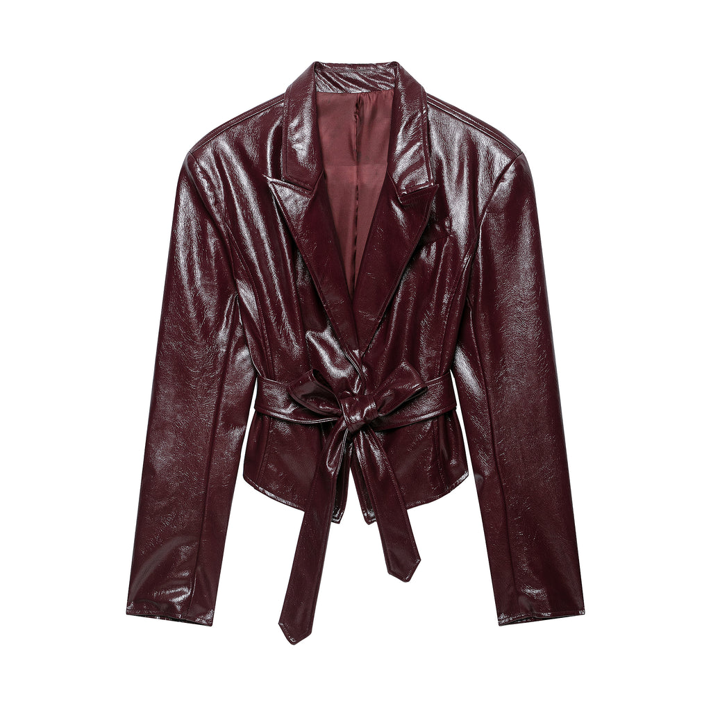 Women's Glossy Faux Leather Jacket