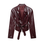 Women's Glossy Faux Leather Jacket