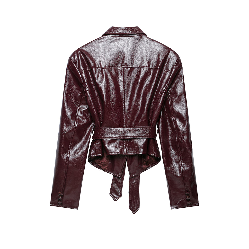 Women's Glossy Faux Leather Jacket