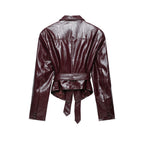 Women's Glossy Faux Leather Jacket