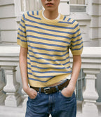 Women's Striped Short-Sleeve Knit Sweater