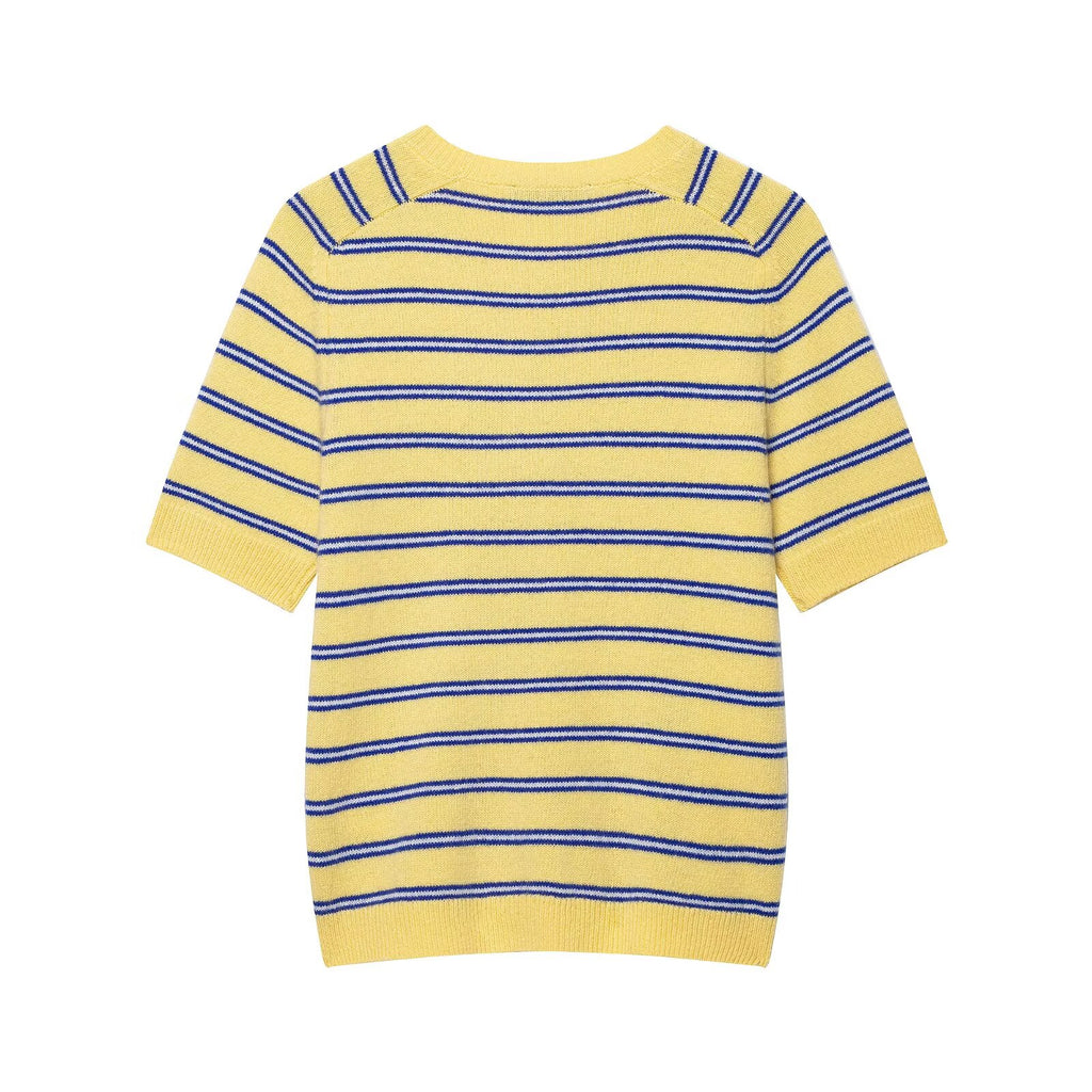 Women's Striped Short-Sleeve Knit Sweater