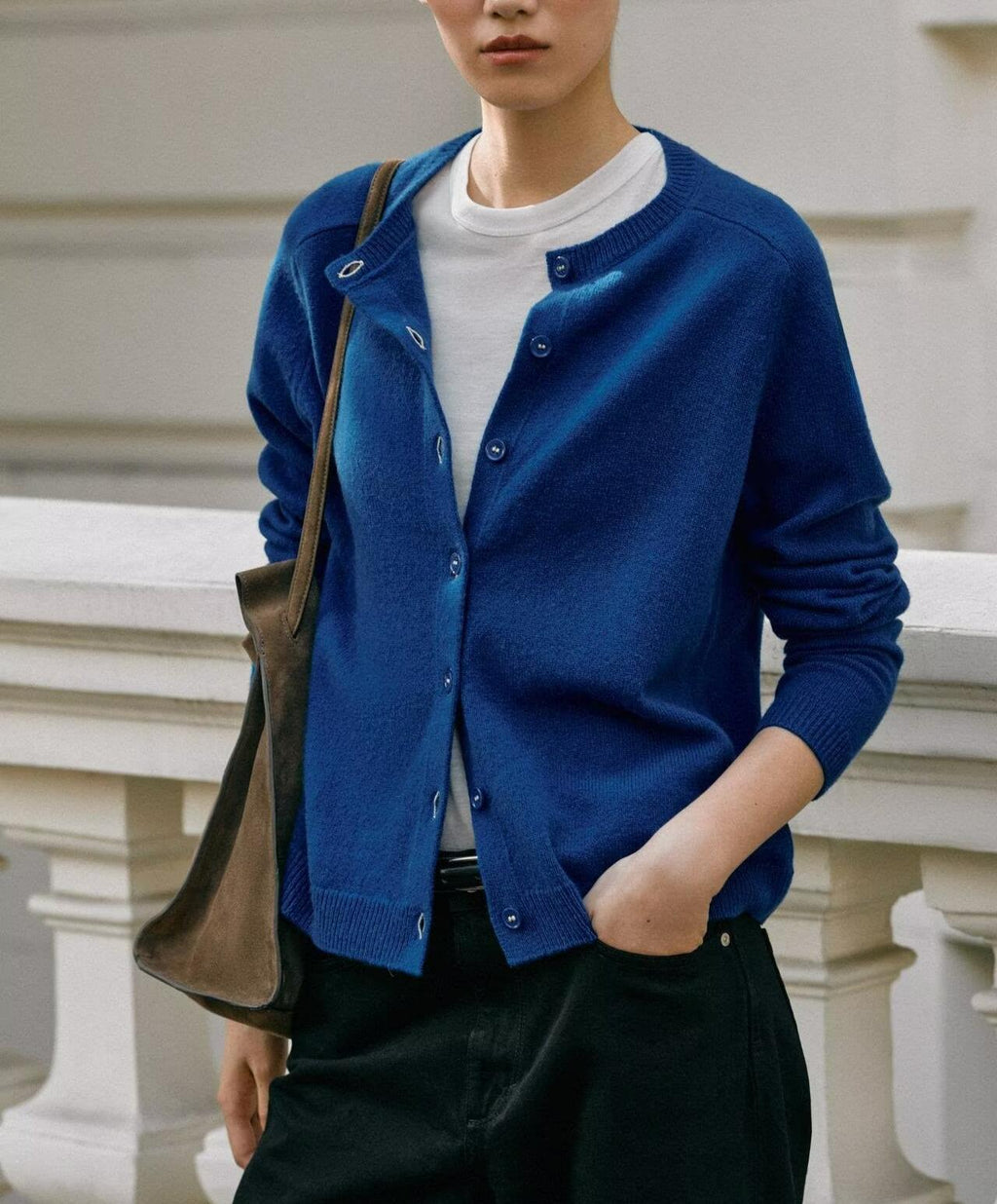 Women's Long-Sleeve Crew-Neck Knit Coat