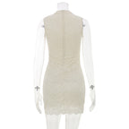 Women's Apricot Lace Sleeveless Midi Dress