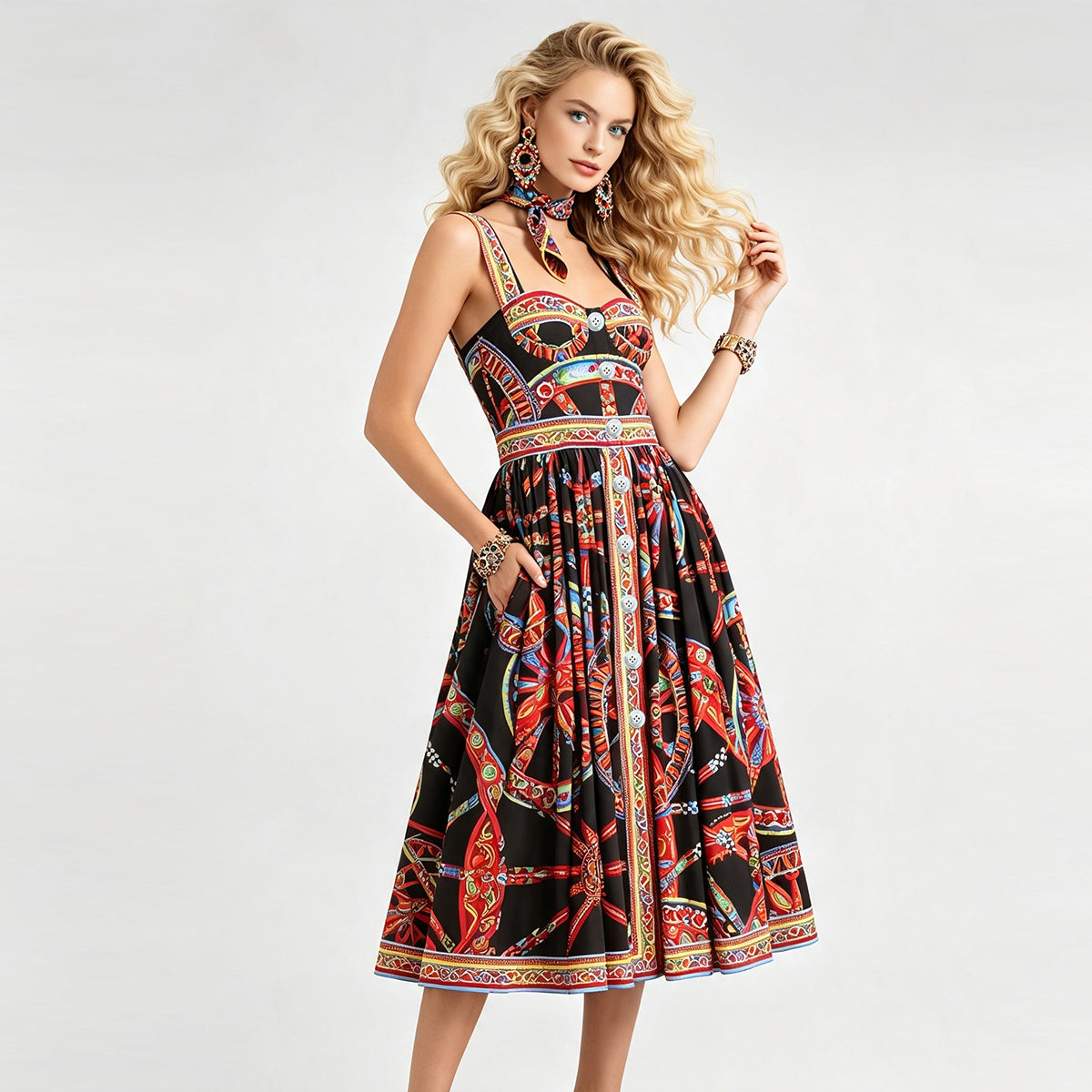 Women's Sleeveless Printed Summer Dress
