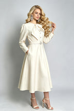 Women's Solid Long-Sleeve A-Line Dress